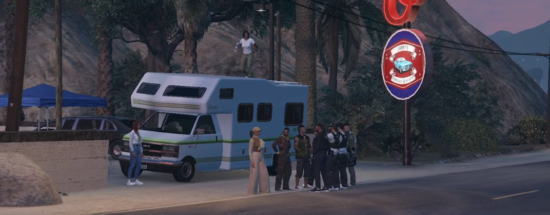 Installation d’un campement de gitans sur le parking du Larry’s