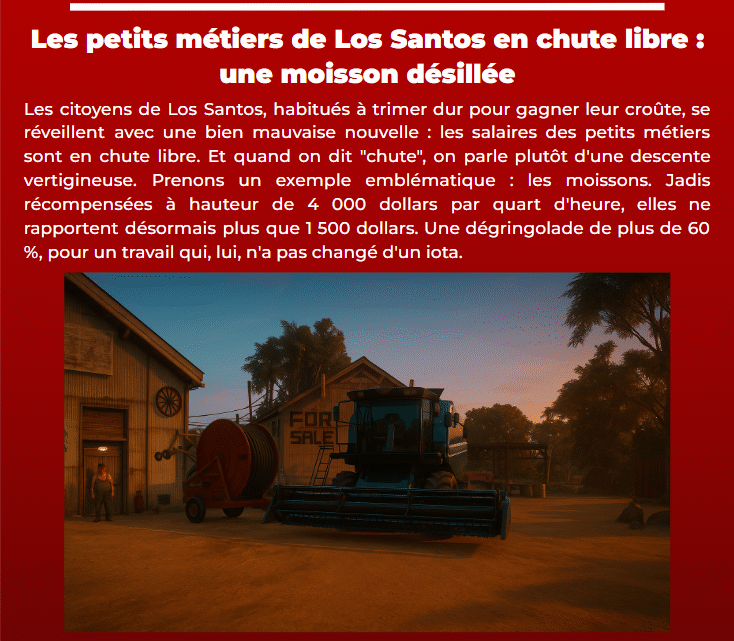 Les petits métiers de Los Santos en chute libre : une moisson désillée