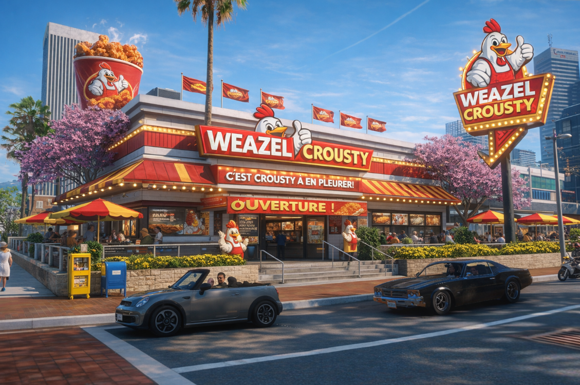 🐔 Le Weazel News tourne la page et devient une enseigne de poulet crousty (Weazel Crousty)